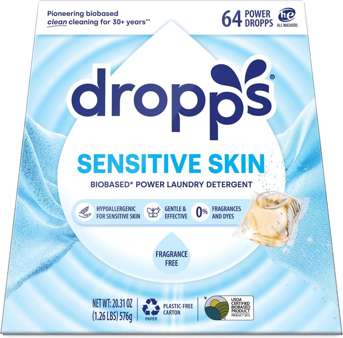 Sensitive Skin Laundry Detergent Pods, Fragrance Free