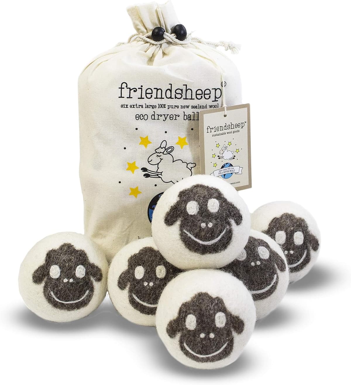 Wool Dryer Balls, 6-Pack XL